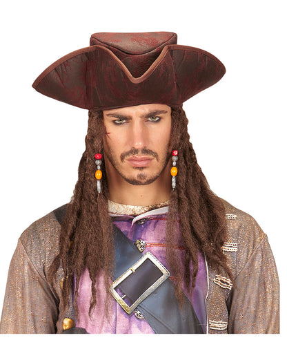 Pirate Tricorn Hat With Dreadlocks