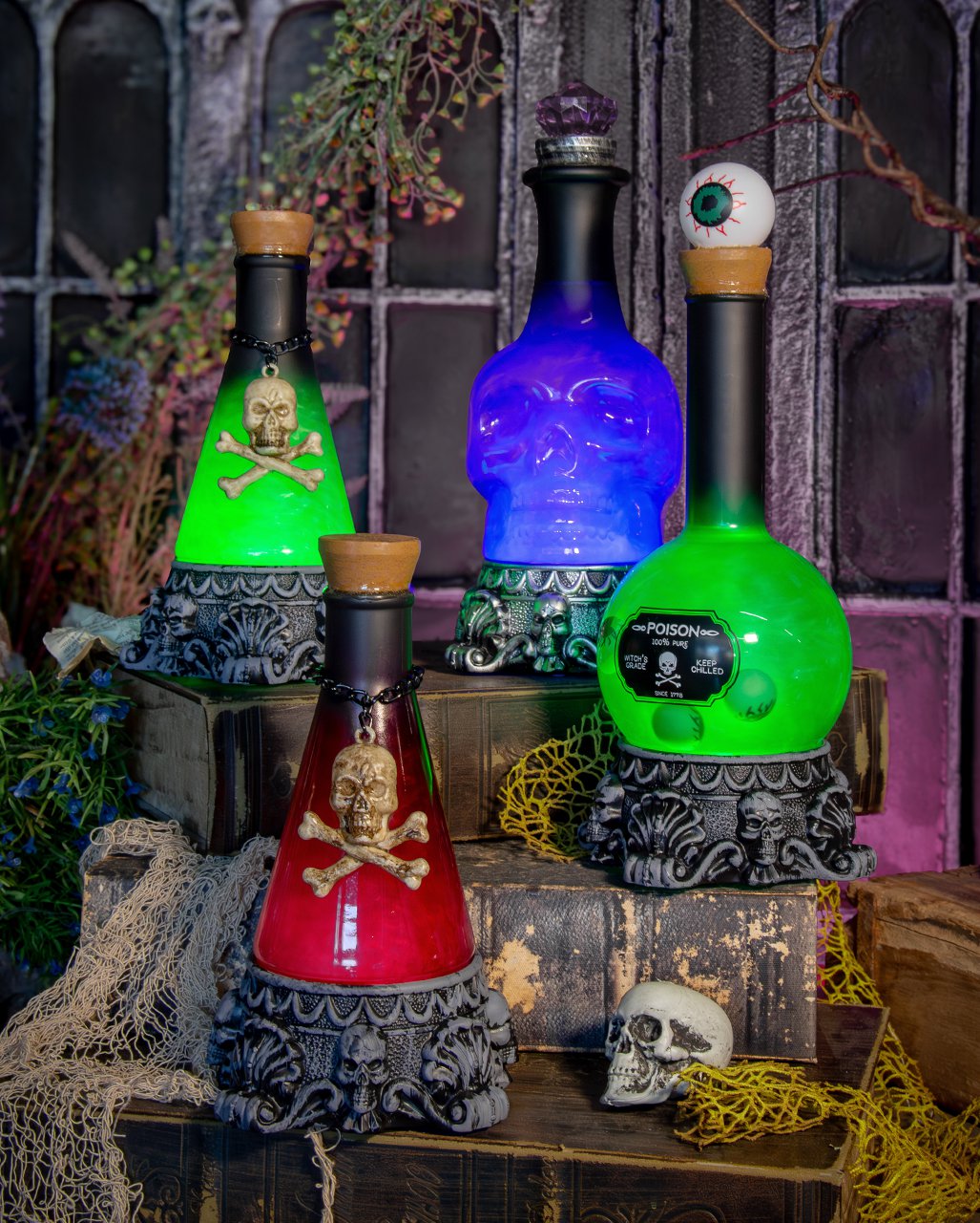 Poison Potion Bottle With Red LED 21cm