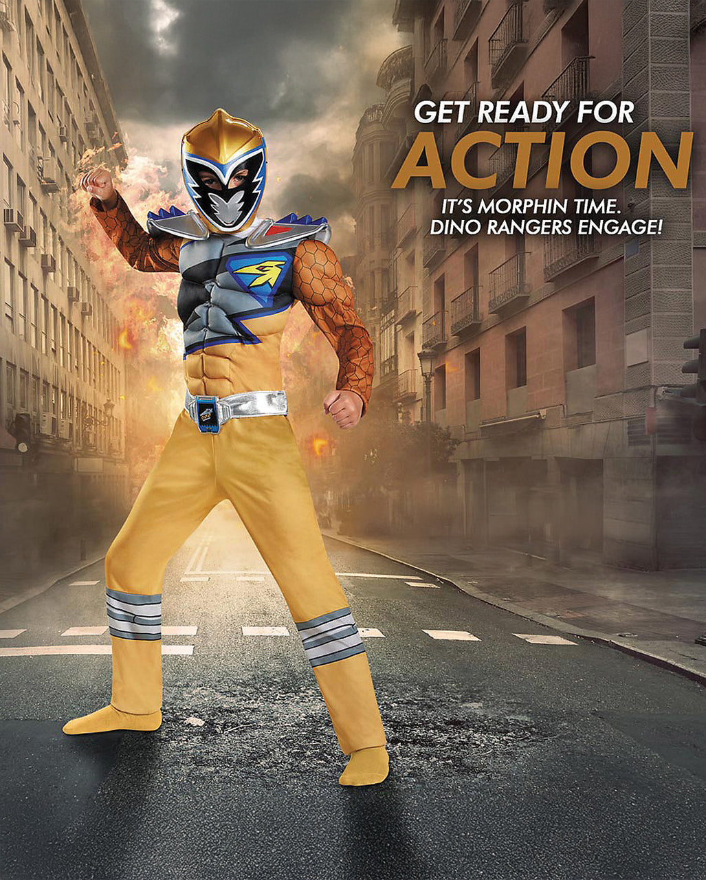 Goldener Power Ranger Dino Charge Muskel Kostüm