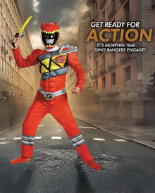 Roter Power Ranger Dino Charge Muskel Kostüm