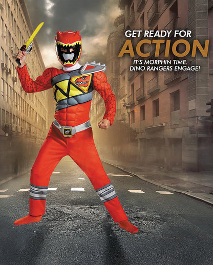 Roter Power Ranger Dino Charge Muskel Kostüm