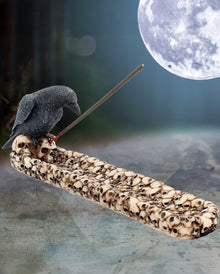 Krähe mit Totenschädel Räucherstäbchenhalter 25cm