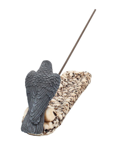 Krähe mit Totenschädel Räucherstäbchenhalter 25cm