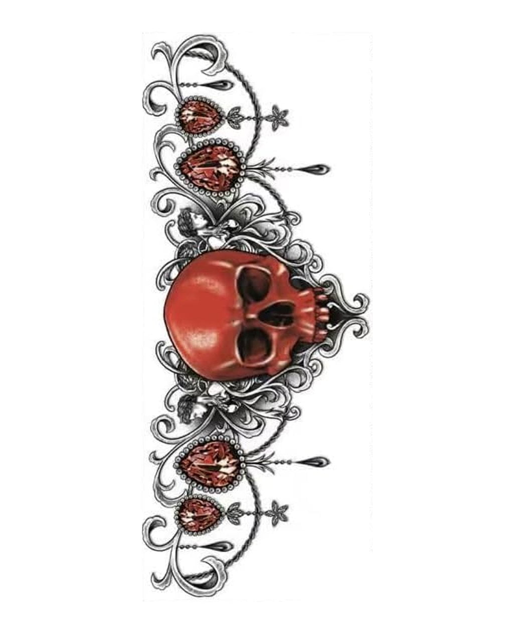 Red Ruby Skull Collar Bone Klebetattoo