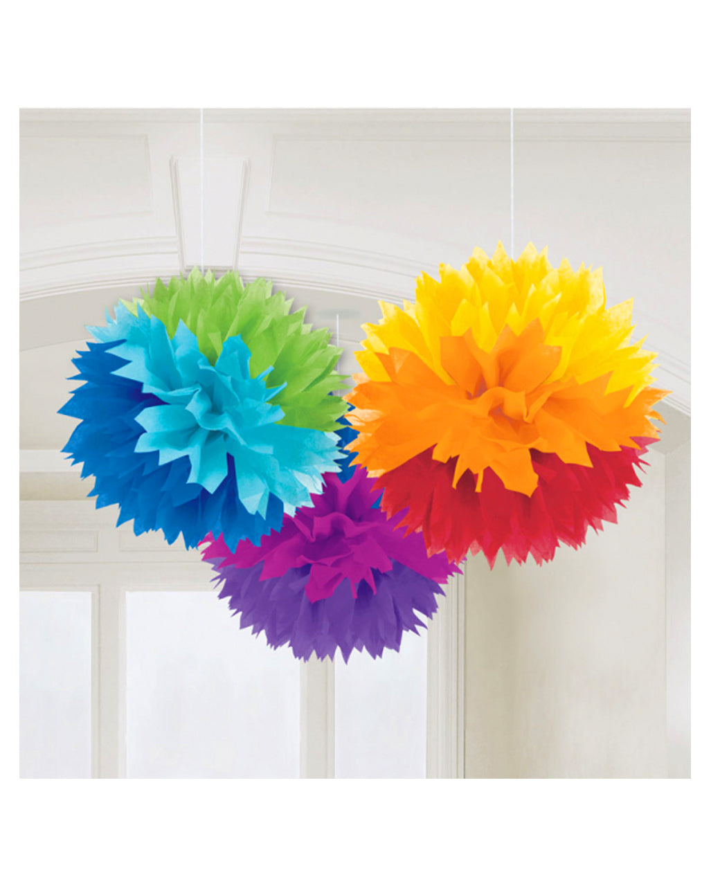 Regenbogen Pom-Pom Deko 3 St.