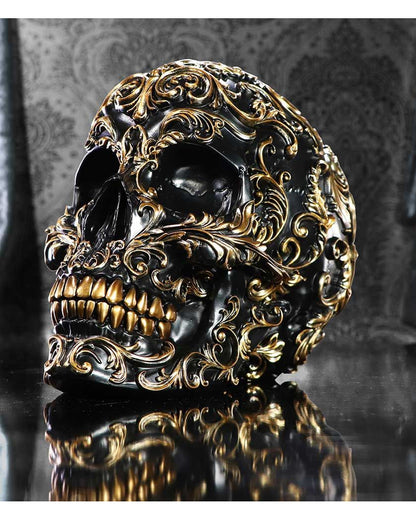 Renaissance Schwarz & Gold Totenschädel 19cm