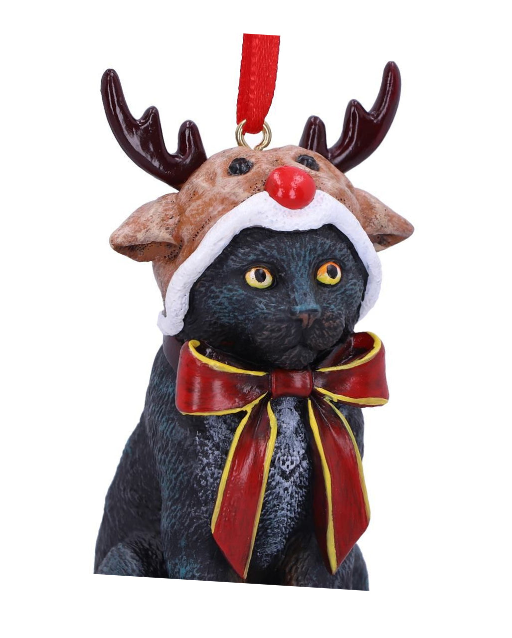 Katze mit Rentiermütze Weihnachtskugel 9cm