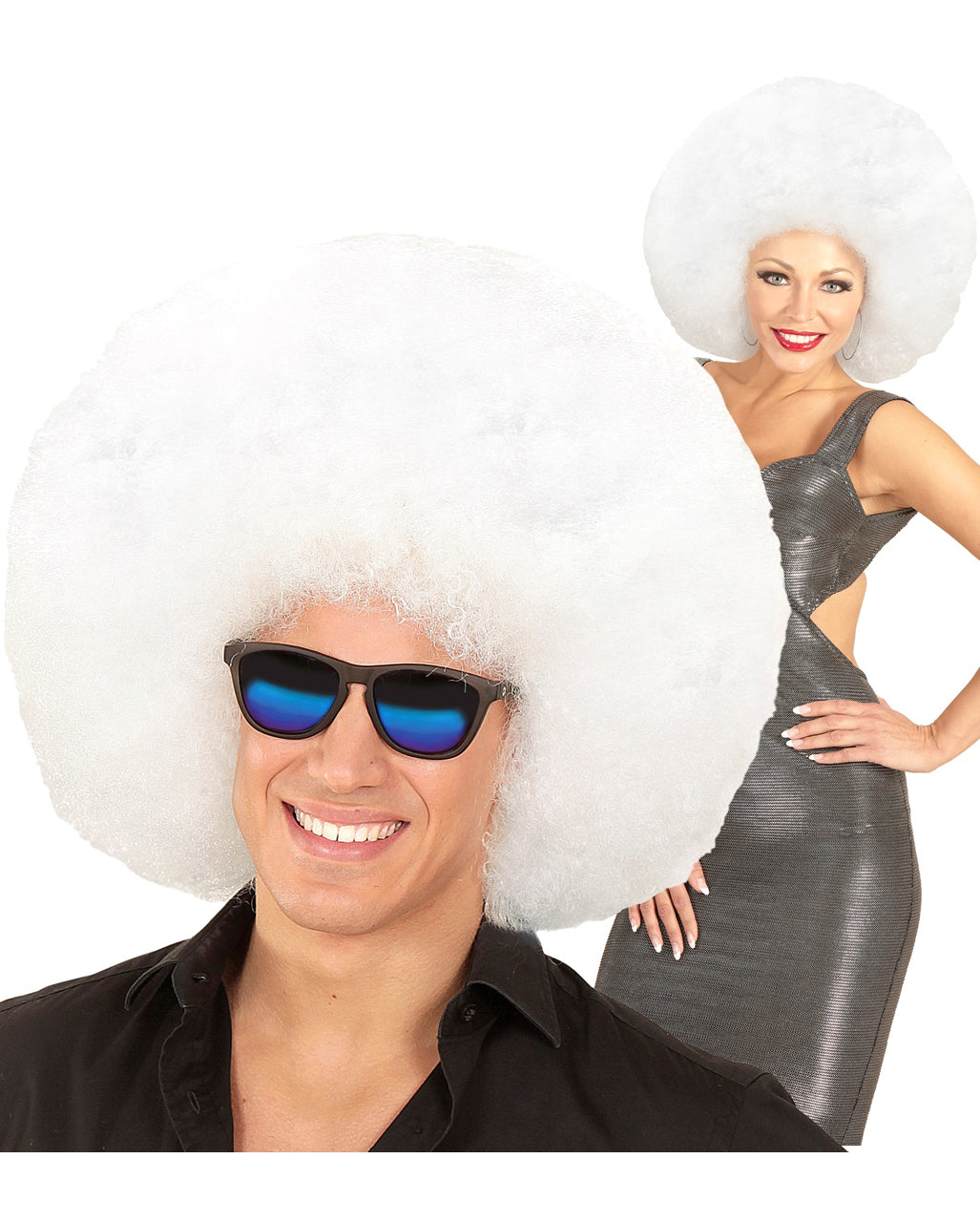 Riesige Afro Perücke Weiß