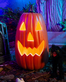 Riesiger Ovaler Halloween Kürbis mit Licht 55cm