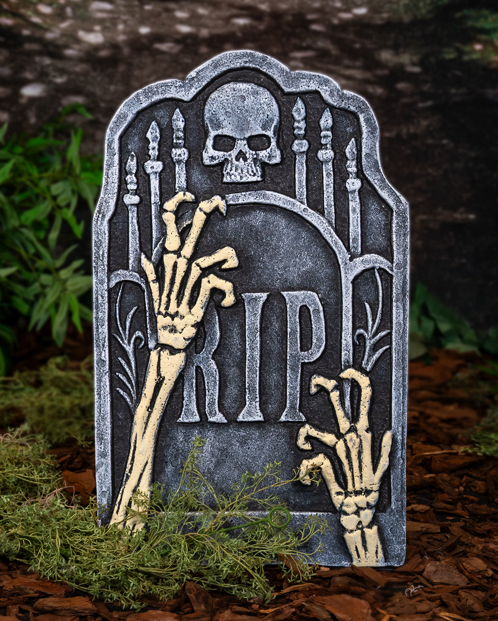 RIP Gravestone With Skeleton Hands 55cm