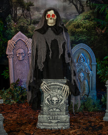 Rising Reaper On Gravestone Halloween Animatronic 120cm