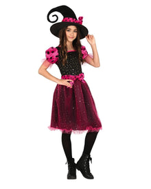 Rosa Glitter Witch Mädchen Hexenkostüm