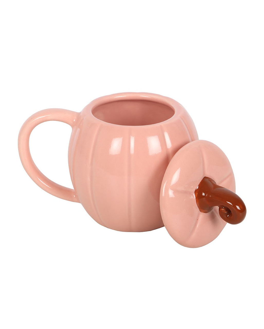 Rosa Kürbis Tasse mit Deckel 14,5cm