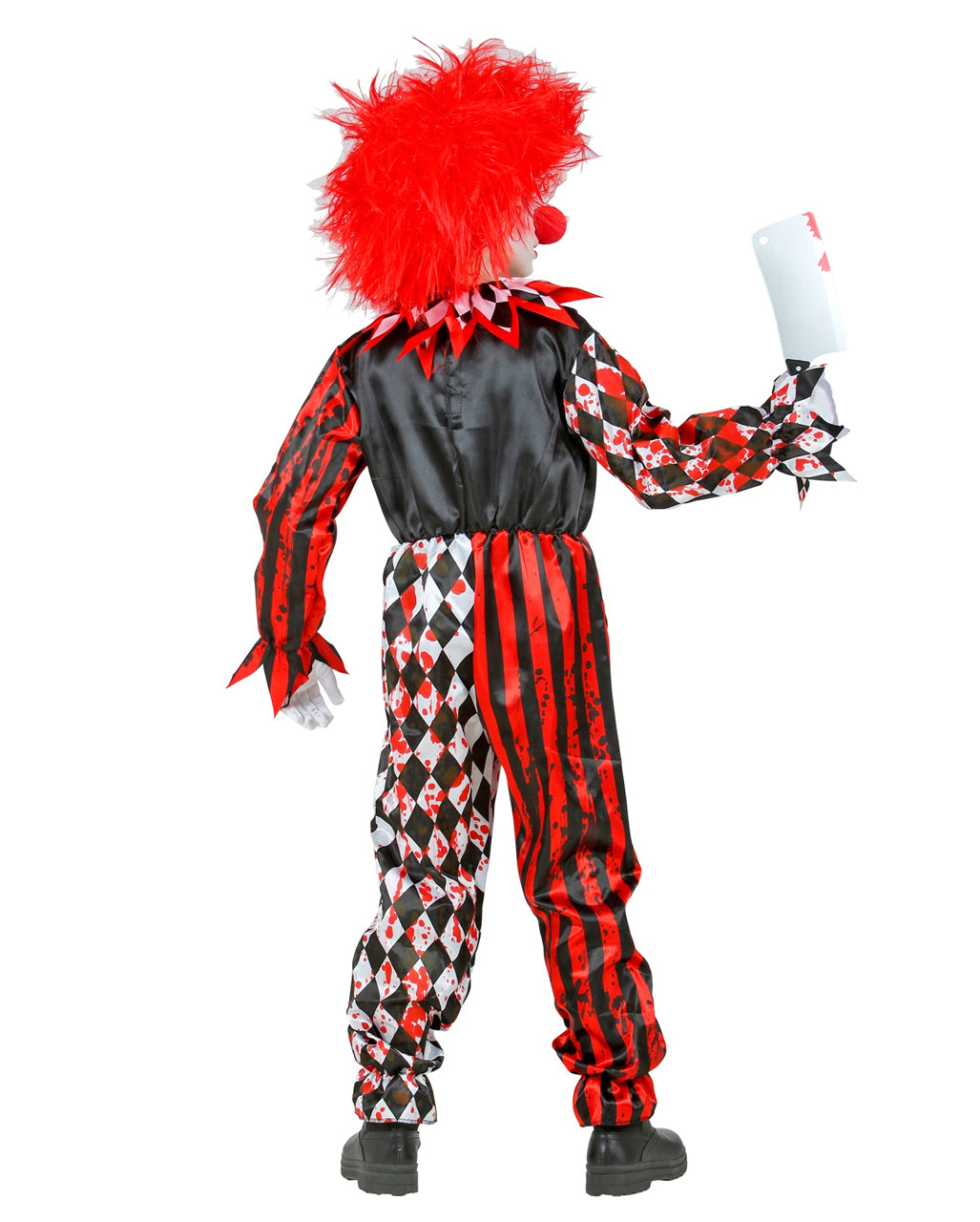 Rot/Weißer Horrorclown mit Kragen Kinderkostüm