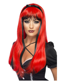 Gothic Hexe Perücke rot/schwarz