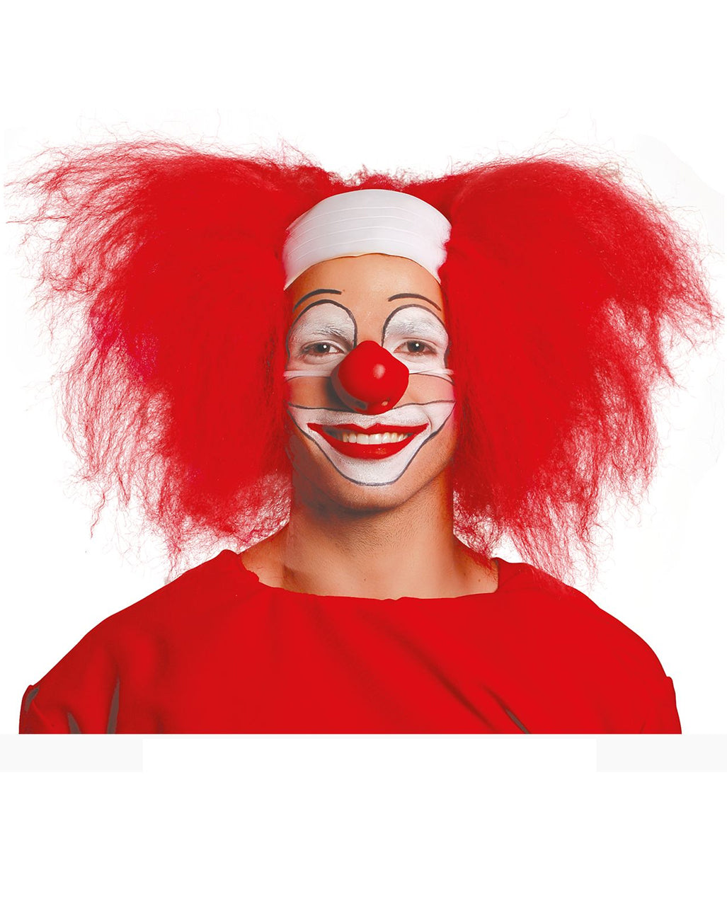 Rote Clowns Perücke mit Halbglatze