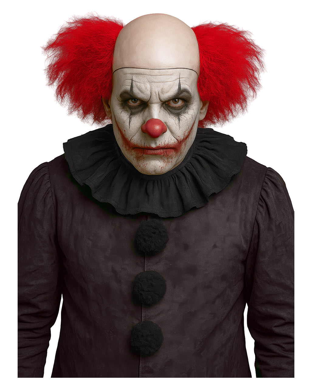 Rote Horror Clown Perücke mit Glatze