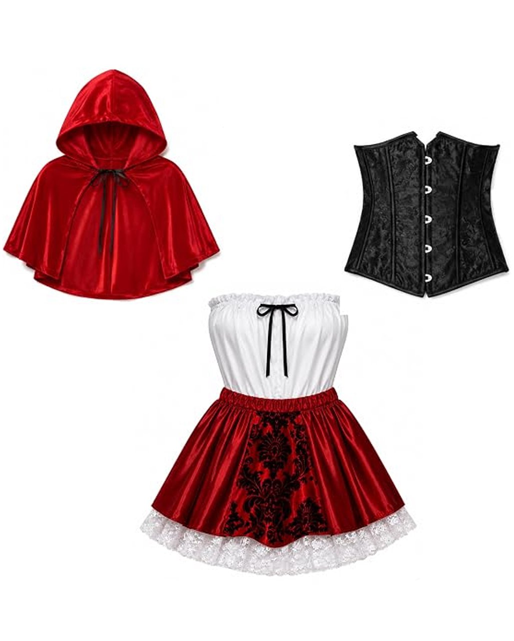 Roodkapje Gothic-kostuum voor dames
