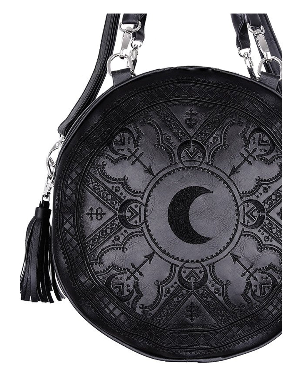 Runde Henna Gothic Handtasche schwarz