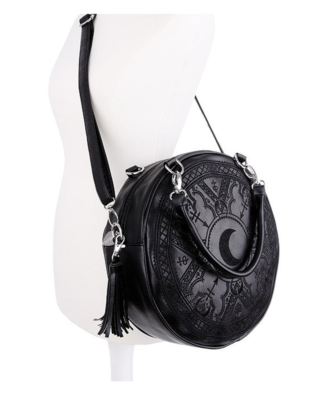 Runde Henna Gothic Handtasche schwarz