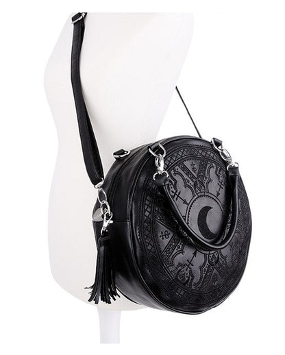 Runde Henna Gothic Handtasche schwarz
