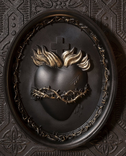 Sagrado Corazón Mural Gótico Con Corona De Espinas 20cm