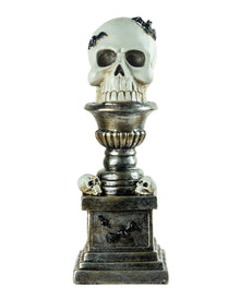 Totenkopf Urne mit Fledermäusen Dekofigur 28cm