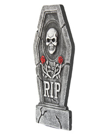 Sargförmiger Grabstein mit Skull & Rosen 40cm