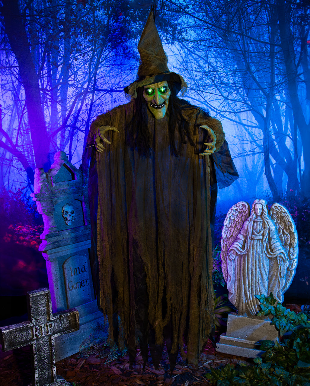 Schauderhafte Moorhexe mit Light & Sound 170cm