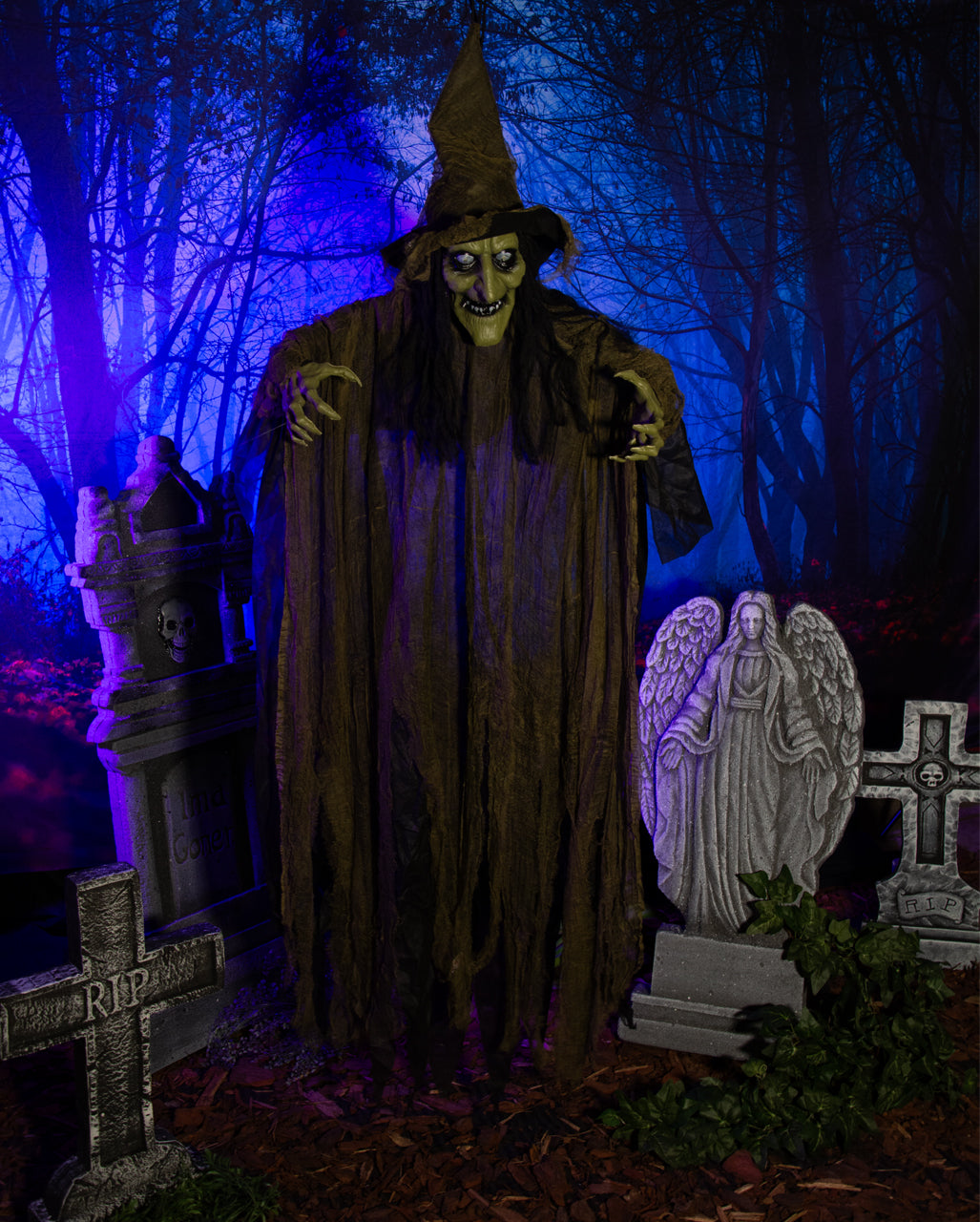 Schauderhafte Moorhexe mit Light & Sound 170cm