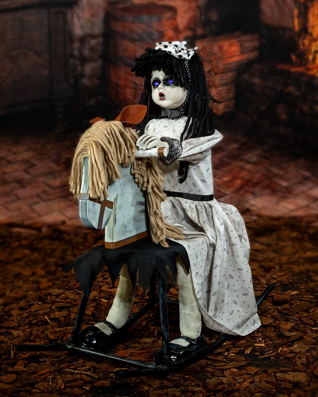 Rocking Horse With Animated Ghost Puppet 72cm