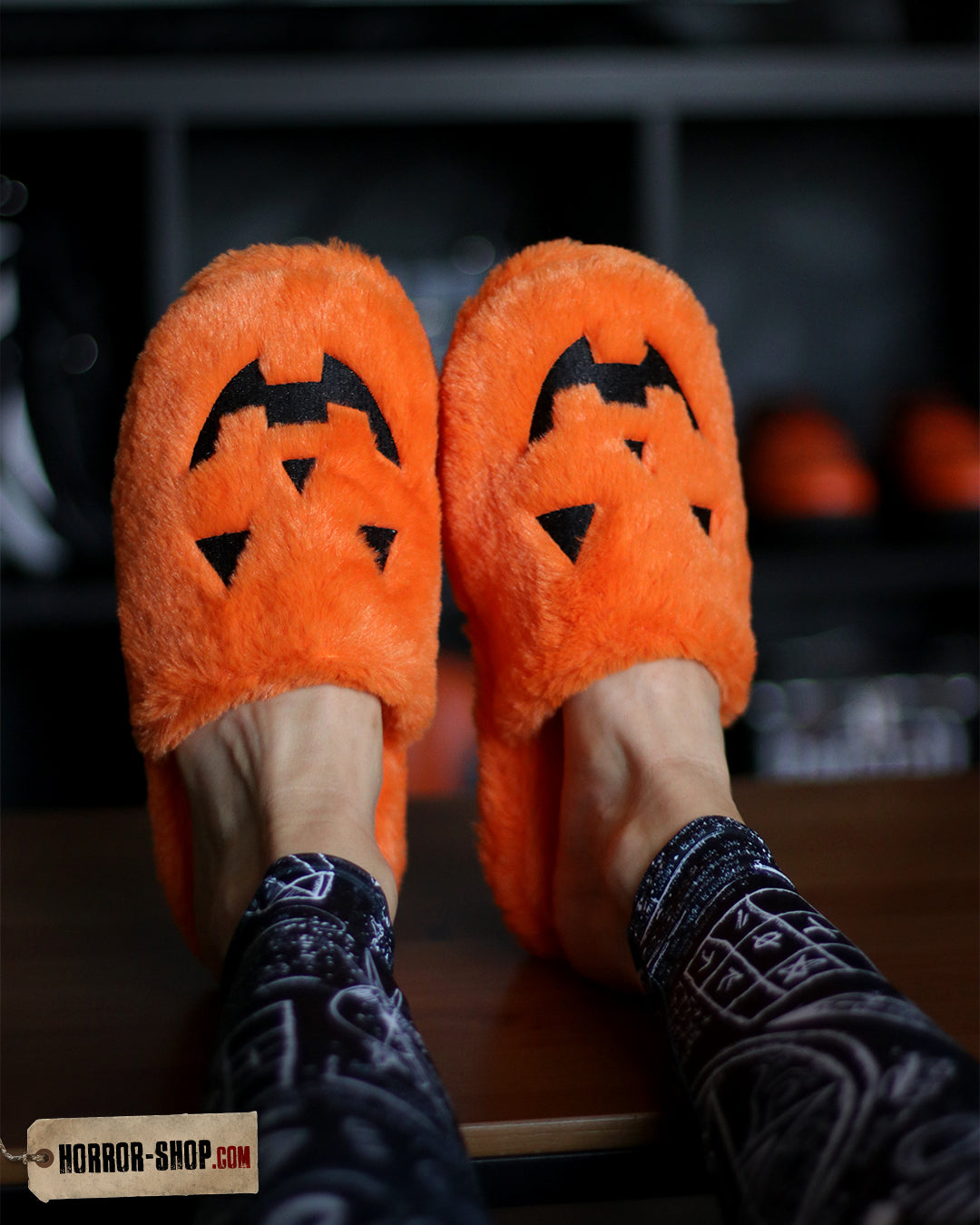 Orange Kreepy Cozy Jack Plüsch Hausschuhe