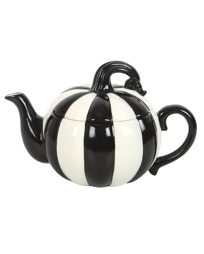 Zwart-wit Gestreepte Pompoen Theepot