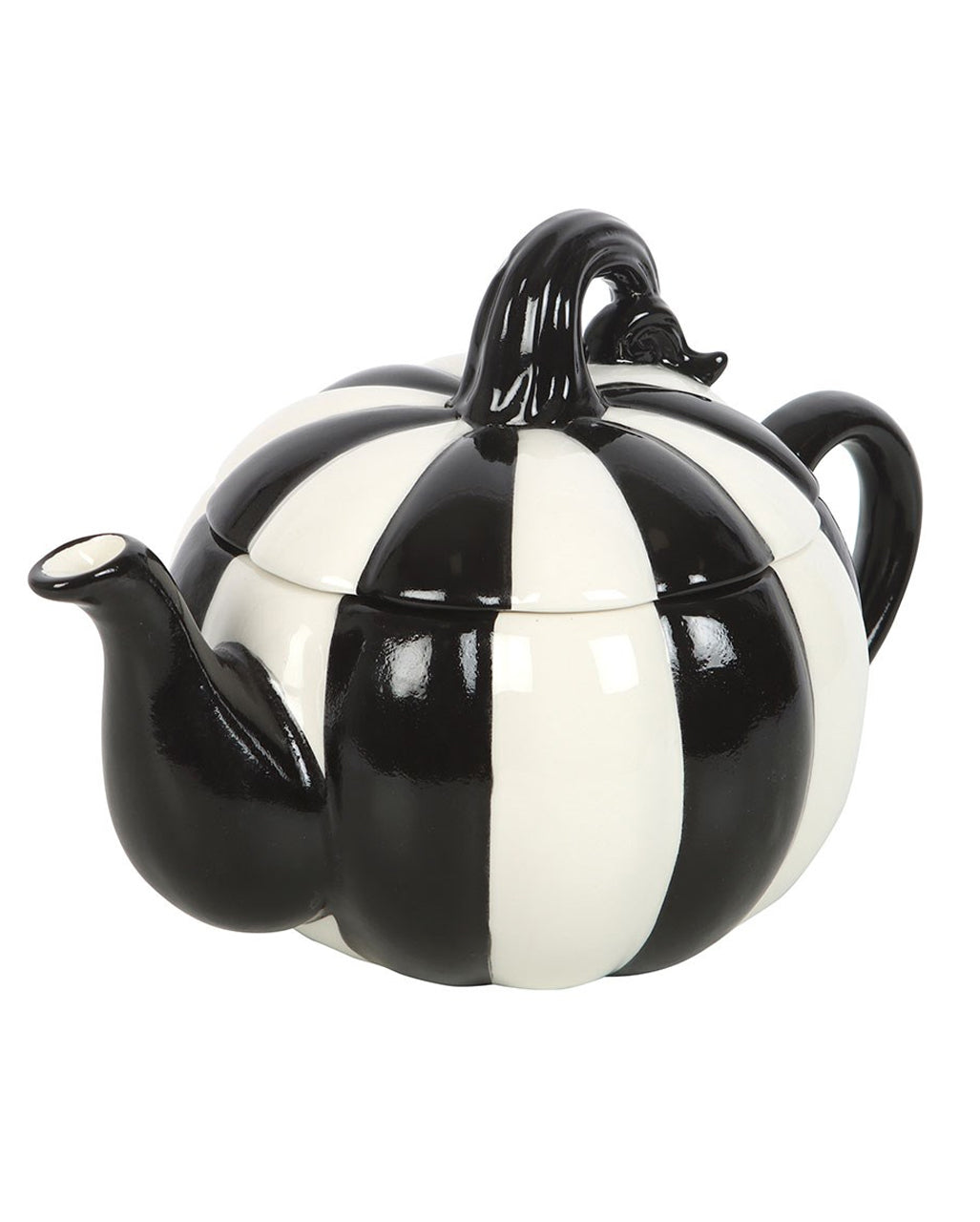 Zwart-wit Gestreepte Pompoen Theepot