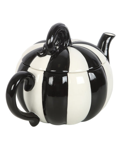 Zwart-wit Gestreepte Pompoen Theepot