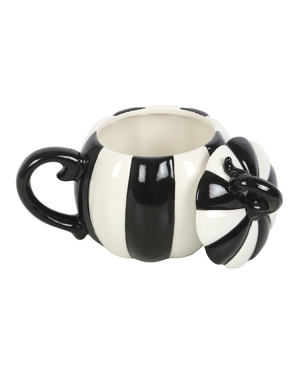 Tazza A Forma Di Zucca A Righe Bianche E Nere Con Coperchio