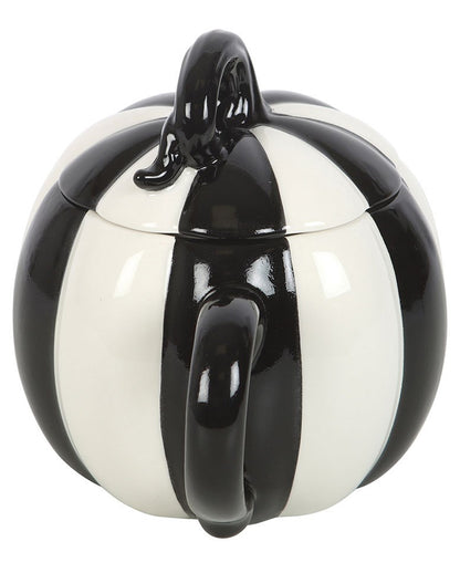 Tazza A Forma Di Zucca A Righe Bianche E Nere Con Coperchio