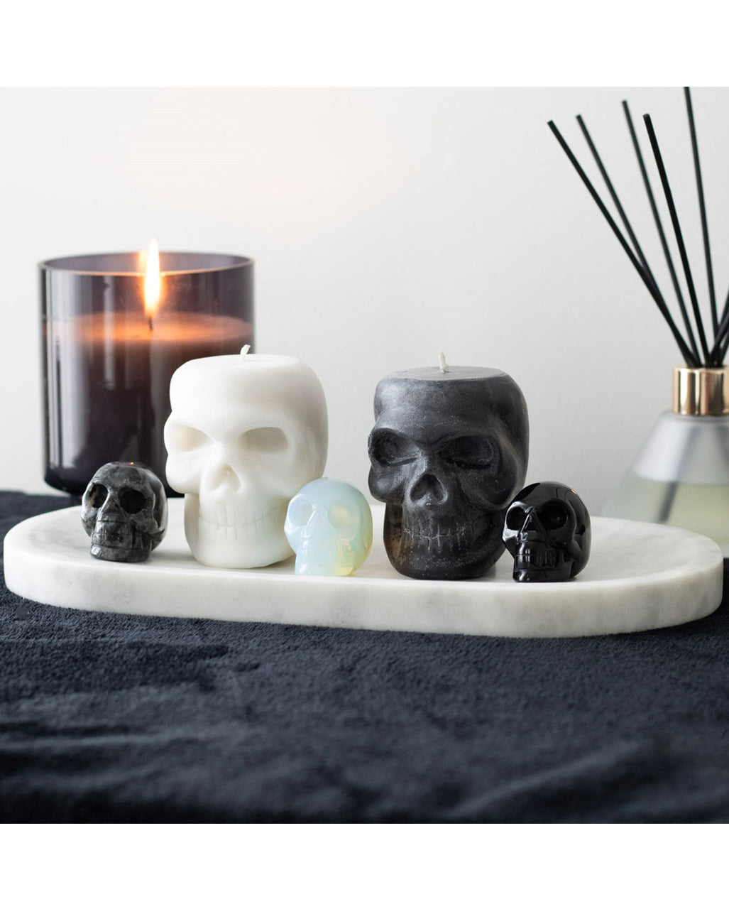 Black And White Skull Candles With Fragrance Assorted