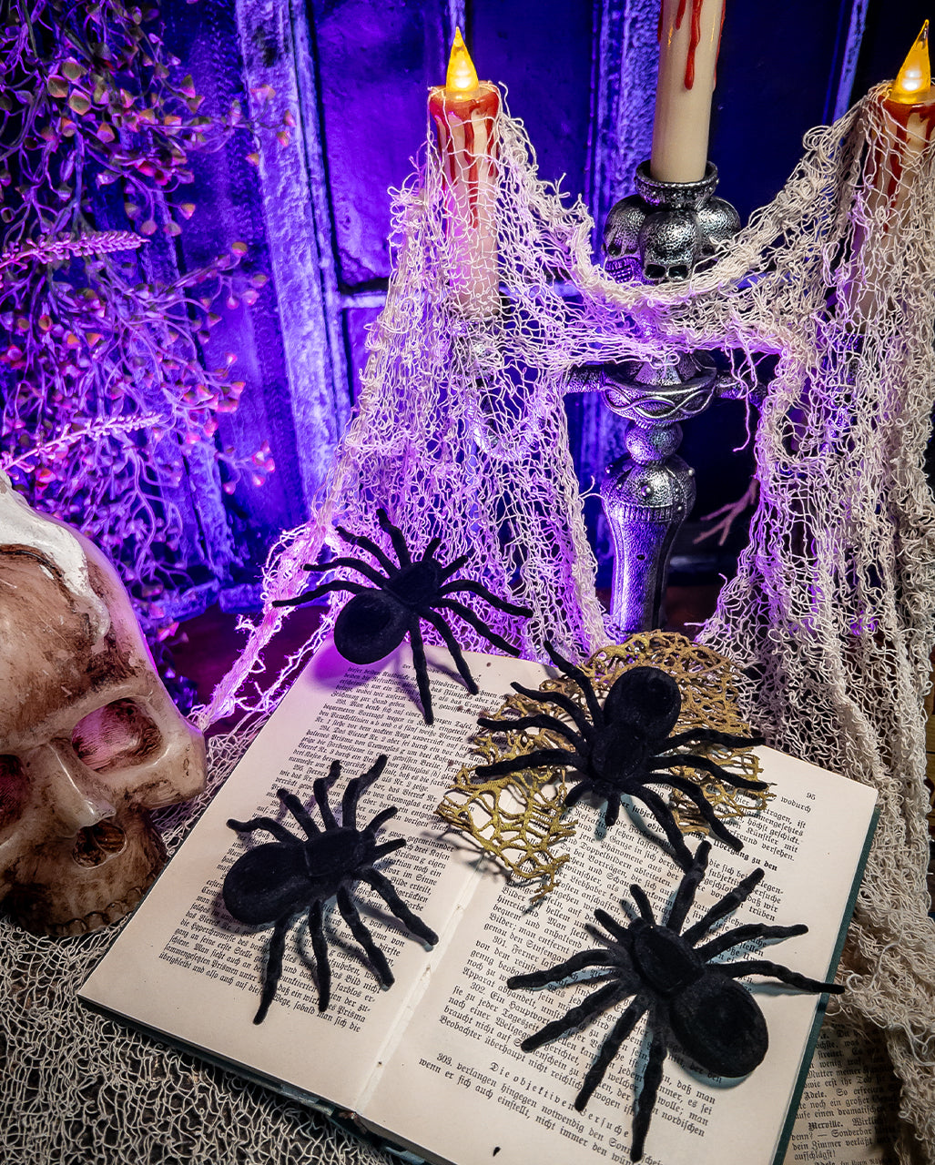 Schwarze Halloween Spinnen 4 St.