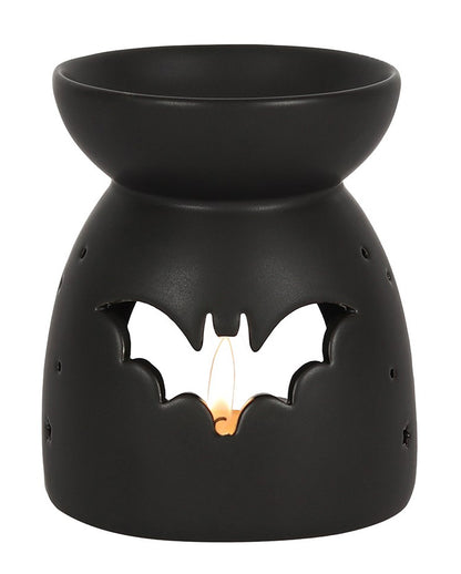 Schwarze Duftlampe mit Fledermaus Motiv