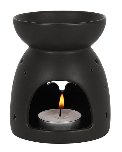 Schwarze Duftlampe mit Fledermaus Motiv