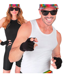 Schwarze Fingerlose 80er Jahre Handschuhe