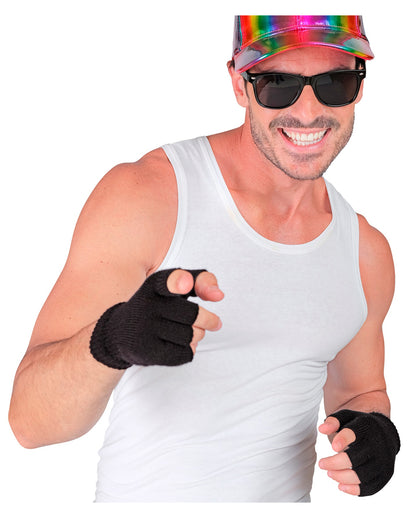Black Fingerless 80s Gloves