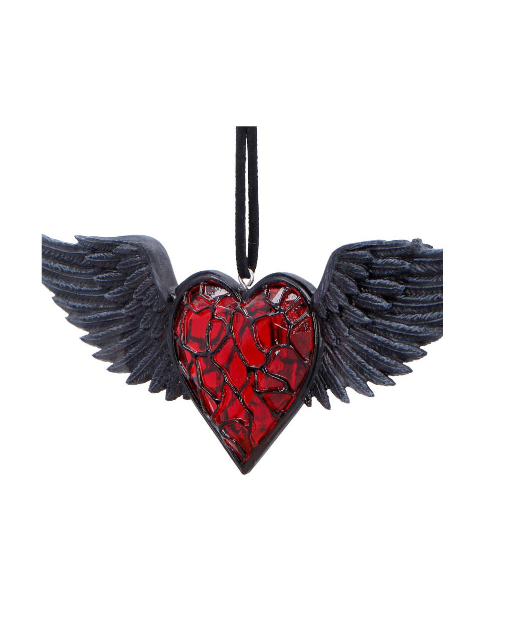 Schwarze Flügel mit Rotem Herz Hänge Ornament 6cm