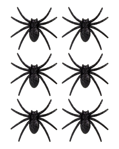 Schwarze Glitter Spinnen 6 St.