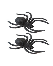 Schwarze Glitzer Spinnen 2er Set 14cm
