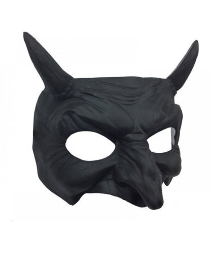 Schwarze Teufels Halbmaske mit Hörner