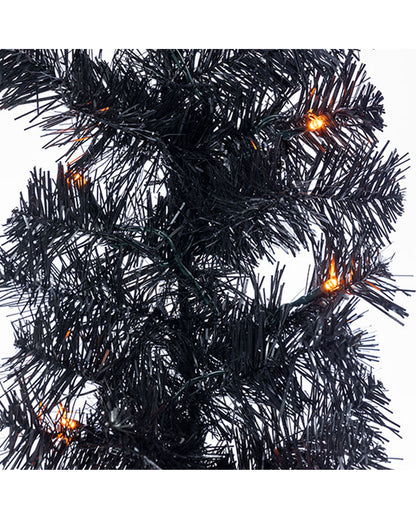 Schwarze Halloween Girlande mit Orangen LED´s 183cm