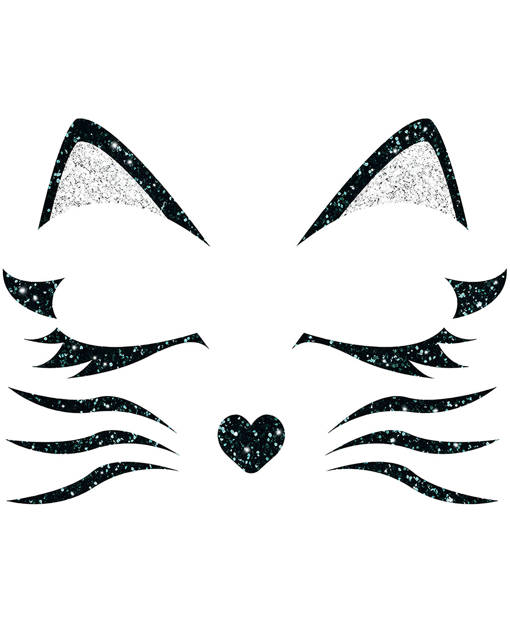 Schwarze Katze Glitter Gesichts-Aufkleber