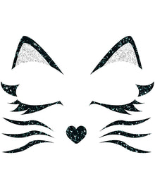 Schwarze Katze Glitter Gesichts-Aufkleber